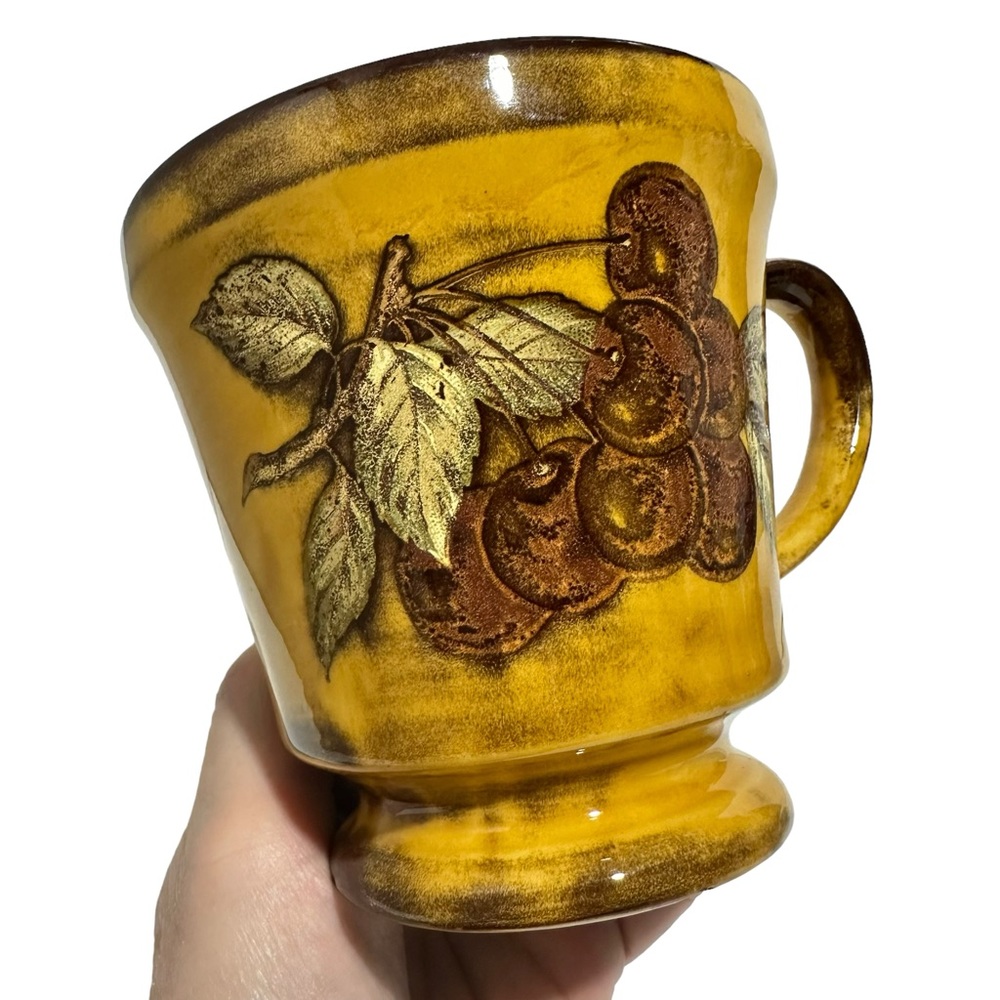 Vintage Holiday Designs Ceramic Mug with Cherries